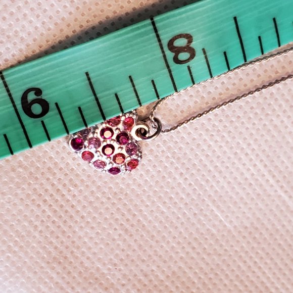 16"  Silver TCP Pink Rhinestone Heart Necklace - Picture 3 of 3